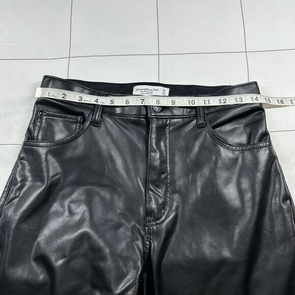 Abercrombie & Fitch Pants Women 29 Short Black Faux Leather Vegan Curve Love 90s - Picture 6 of 11
